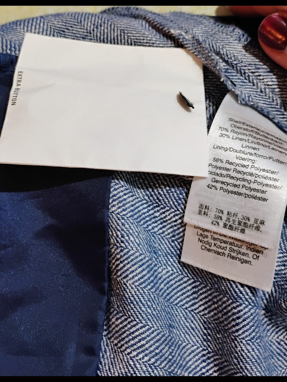 DKNY Wide-Leg High-Waist Trousers Linen Blue SZ 16 NWT - Picture 8 of 8